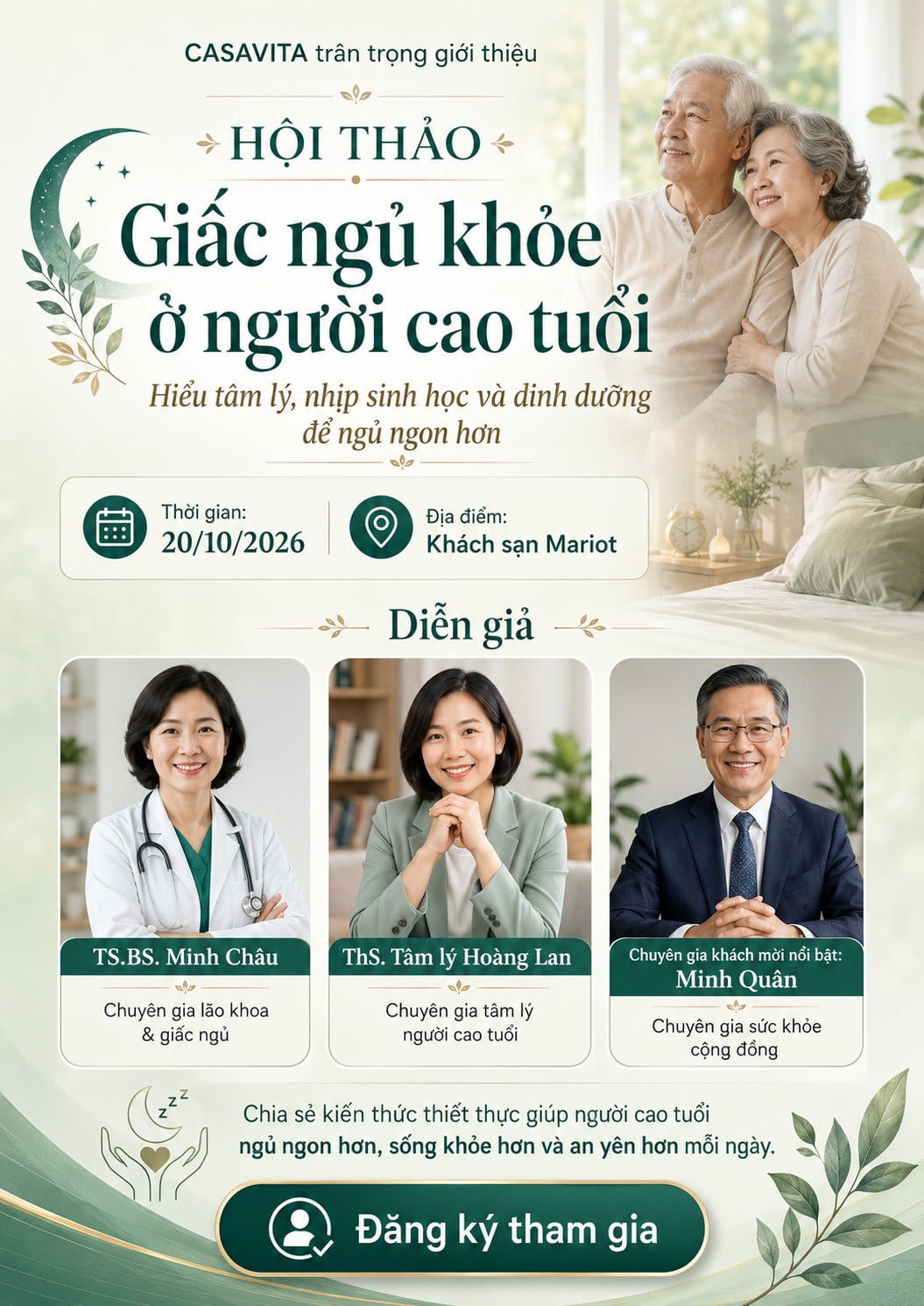 Hội thảo: Giấc ngủ khỏe ở người cao tuổi – Hiểu tâm lý, nhịp sinh học và dinh dưỡng