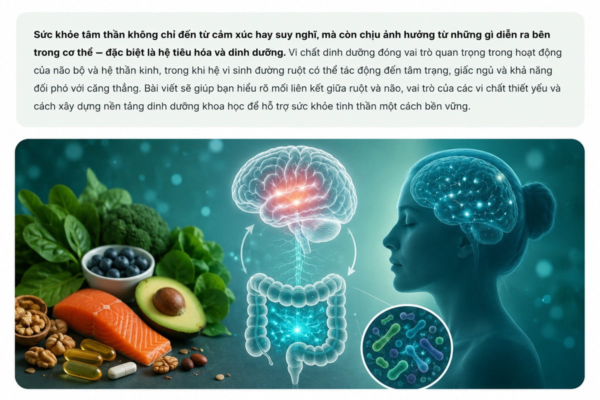 Vi chất dinh dưỡng & Sức khỏe tâm thần: Mối liên kết từ đường ruột đến bộ não