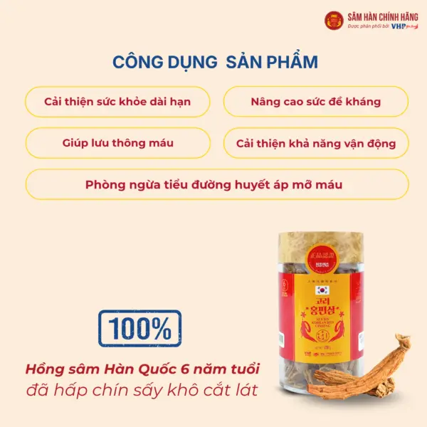 Hồng sâm Hàn Quốc thái lát và thông tin sản phẩm